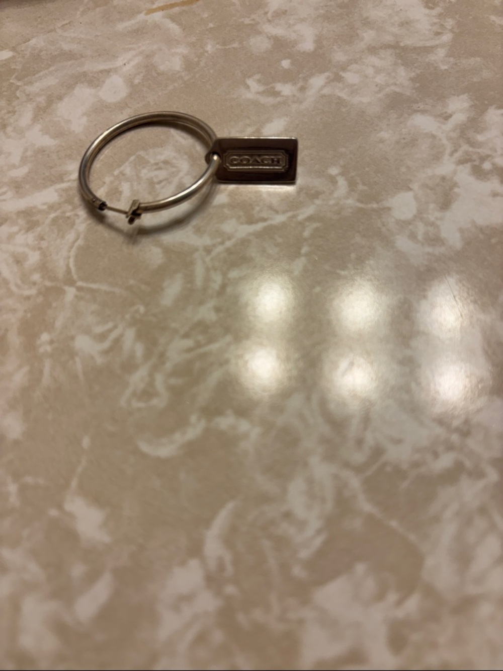 Coach Silver Mini Tag Hoop Earrings - Picture 5 of 7